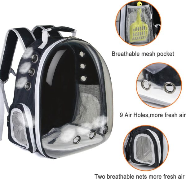 Cat Backpack, Airline Approved Bubble Carrying Bag for Small Medium Dogs Cats, Space Capsule Pet Carrier Dog Hiking Backpack Travel Carrier(Black) - Image 3