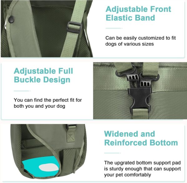 Legs Out Dog Backpack Carrier Adjustable Dog Front Carrier Easy-Fit Pet Backpack Carrier for Medium Dogs Small Dogs 15-25 Lbs (Green, L) - Image 4