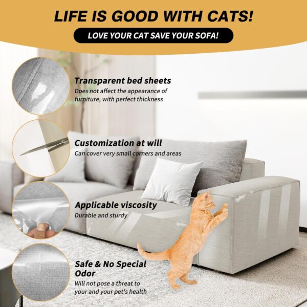 Cat Scratch Furniture Protector,10 Pack,Couch Protector from cat Claws,Cat Furniture Protector,Couch Cat Scratch Protector,Anti cat Scratch for Furniture, Cat Couch Protector - Image 2