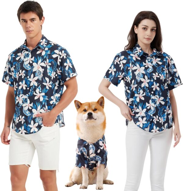 Dog Shirt Hawaiian, Pet Summer T-Shirts Dog Style Floral Breathable Cool Clothes Hawaiian Shirts Gifts for Owner and Pet Shirts are Sold Separately