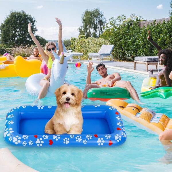 2 Pcs Inflatable Dog Floats for Pool Dog Pool Rafts Dog Boat for Large Dog Pet Swimming Floats Inflatable Floating Mat Pool Toy for Small Medium Dogs Puppies Cat Summer Swimming Pool - Image 5