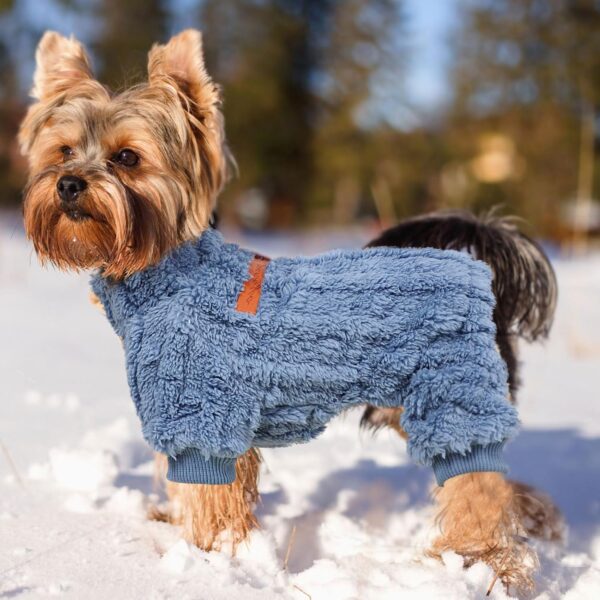 Kosiyi Dog Clothes Dog Sweaters for Small Dogs Girl Boy Winter Dog Pajamas, Turtleneck Pullover Sweater Thick Warm Dog Clothes, Fleece Pjs, Puppy Pjs Chihuahua Yorkie Onesie, XS, Blue - Image 6