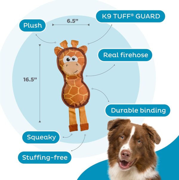 Outward Hound Fire Biterz Giraffe Firehose Plush Dog Toy Brown, Medium - Image 3