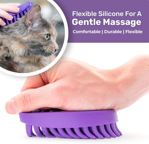 Cat Shaped Pet Bath & Massage Brush - Grooming Comb for Shampooing & Massaging Dogs, Cats, Small Animals w/Short or Long Hair - Short Multisensory Bristles, Gently Removes Loose, Shed Fur (No Handle) - Image 3