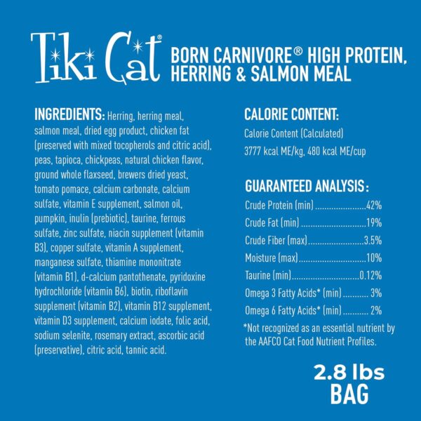 Tiki Cat Born Carnivore High Protein, Herring & Salmon Meal, Grain-Free Baked Kibble to Maximize Nutrients, Dry Cat Food, 2.8 lbs. Bag - Image 4