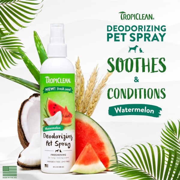 TropiClean Watermelon Cat & Dog Deodorizing Spray | Cat & Dog Grooming Supplies | 8 oz | Made in the USA - Image 2