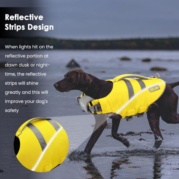 MIGOHI Dog Life Jacket, Reflective Dog Swimming Vest with High Flotation and Rescue Handle, Ripstop Dog Lifesaver for Small Medium Large Dogs, Pet Safety Water Vest for Swimming Boating Surfing - Image 4