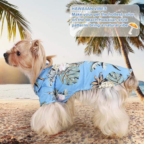 Dog Hawaiian Shirt Hawaii Style Summer Dog Clothes Boy Girl Breathable Cool Costume Beach Seaside Sweatshirt for Small Puppy Polo T-Shirt Pet Outfit, XS - Image 2