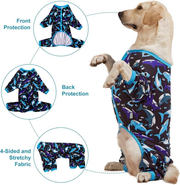 LovinPet Large XXL Dog Clothes - Pet Anxiety Relief, Anti-Shedding Dog Pajamas, Lightweight Stretchy Fabric, Whale Hello There White Print, Large Dog Pjs, Pitbull Clothes All Season /2XL - Image 3