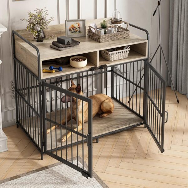 Large Dog Crate Furniture, Dog Kennel Indoor, Wood Dog Cage Table with Drawers Storage, Heavy Duty Dog Crate, Jaula para Perros, Sturdy Metal, 40.5" L×23.6" W×35.4" H - Image 7