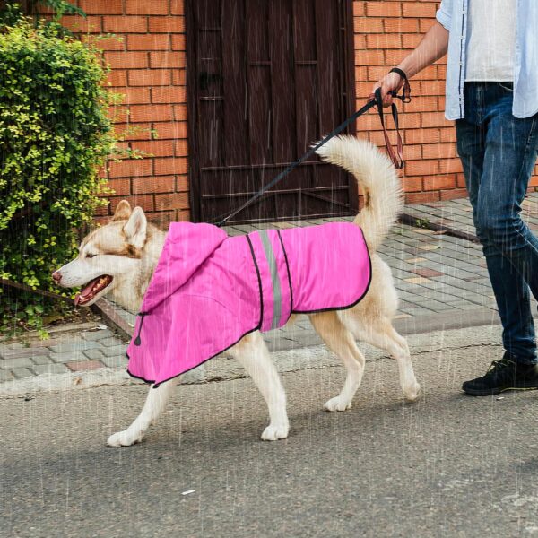 Waterproof Dog Raincoats - Hooded Raincoats for Dogs, Adjustable Reflective Dog Rain Coat, Windproof Dog Rain Jacket Pet Rain Slicker Poncho for Small, Medium, Large Dogs (X-Large, PINK) - Image 6