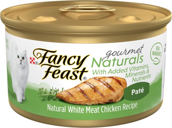 Purina Fancy Feast Grain Free Wet Cat Food Pate Gourmet Naturals White Meat Chicken Recipe - (Pack of 12) 3 oz. Cans