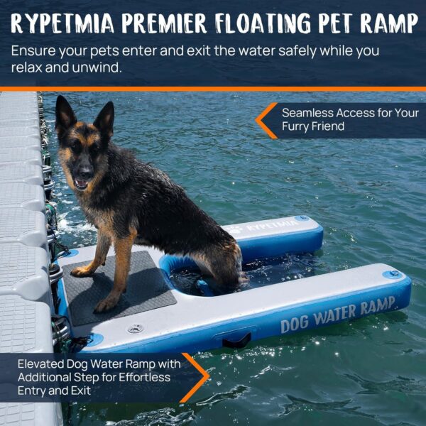 Dog Water Ramp, 60" x 40" Inflatable Dog Float Floating Ramp Ladder for Pools Boats Docks | Dog On Water Ladder Steps | for Swimming Pets Up to 220 Pounds (Blue) - Image 2