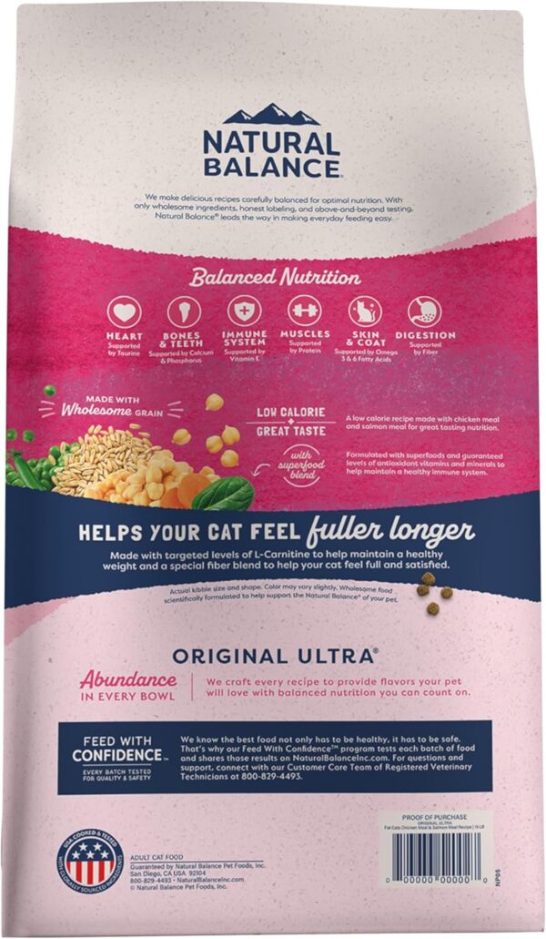 Natural Balance Original Ultra Fat Cats Chicken Meal & Salmon Meal Recipe Low Calorie Dry Cat Food, 6 Pounds - Image 3