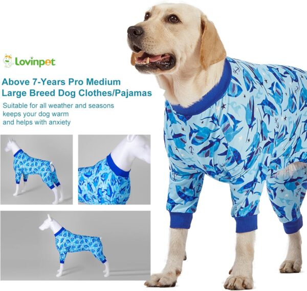 LovinPet Pit Bull Clothing: Pjs for Large Dogs, Lightweight onesie, Sea Shark Action Print, Dog Clothing, UV Protection, Easy Wearing Adorable Dog Jumpsuit/Medium - Image 7