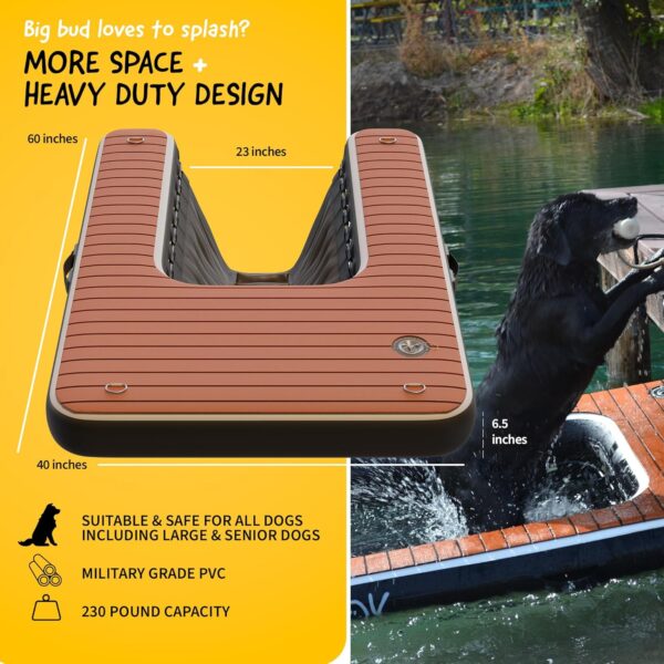 DOK Dog-DOK Inflatable Dock Platform: Safe & Easy Water Access for Dogs Up to 230 lbs; Floating Non-Slip EVA Foam with Dog Boat Ramp for Pool, Dock, & Lake | Military Grade & High Visibility - Image 5