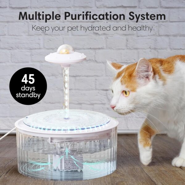 MITSUKI Cat and Dog Water Fountain with 3 Liter Refillable Bowl, Automatic Plastic Dispenser with Advanced Filter, Cute Tabletop, Floor, or Counter Machine, Cute UFO Topper - Image 4