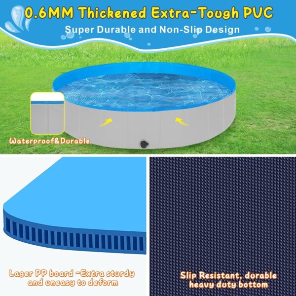 Extra Large Foldable Dog Pool,71"x 12" Portable Anti-Slip Kiddie Pool Hard Plastic, Swimming Pool for Dogs Cats and Kids Pet Puppy Bathing Tub - Image 4