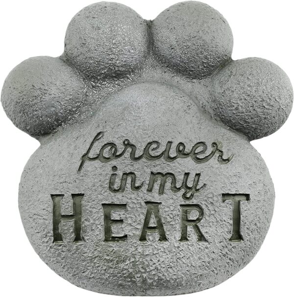 AuldHome Dog Pawprint Memorial Stone; Pet Cat or Dog Bereavement Gift Yard Decor