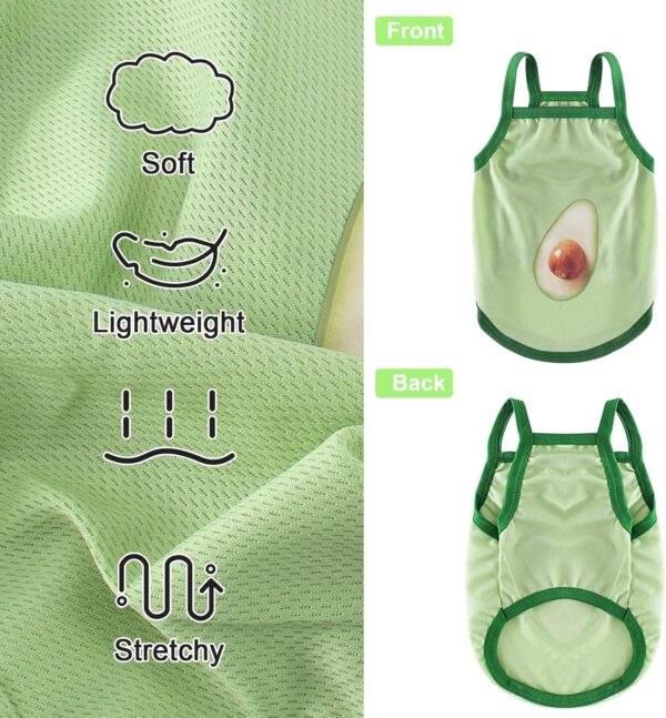 Dog Shirt Avocado Print Summer Dog Clothes Boy Girl Breathable Cool Costume Strap Sweatshirt for Small Puppy T-Shirt Pet Outfit, Avocado, XS - Image 2