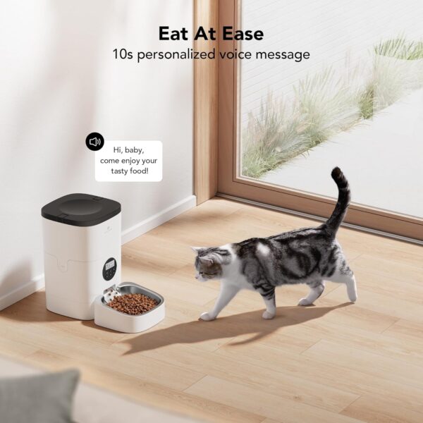 PETLIBRO Automatic Cat Feeder, Automatic Cat Food Dispenser with Timer Interactive Voice Recorder, Auto Cat Feeder with 1-4 Meals Control Dry Food, White Opaque - Image 3