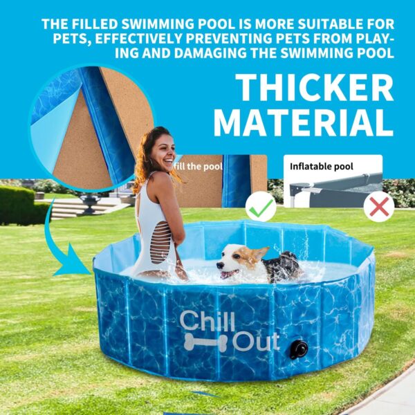 ALL FOR PAWS Dog Swimming Pool Foldable Pool Dog Tub Outdoor Pool with MDF Board Inside and Anti-Skid Inner Layer Suitable for Dog Cat Pet L (48") - Image 2