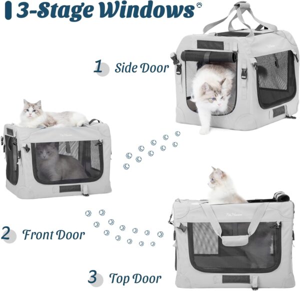 Extra Large Cat Carrier for 2 Cats, Collapsible Soft Sided Pet XL Crate for Large Mudium Big Cat 20lbs+, Car Travel Portable Bag for Long Trips Ride 24"x16.5"x16.5" - Image 2