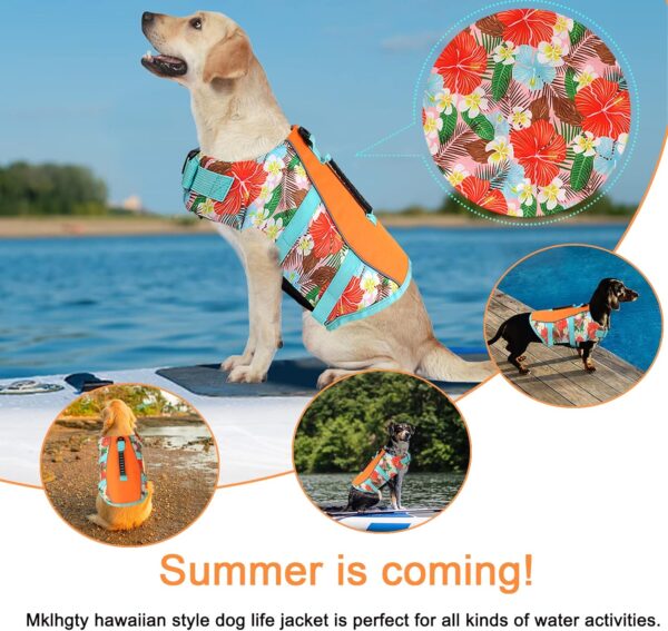 Ripstop Dog Life Jacket, Reflective & Adjustable Dog Swimming Vest with Handle, Dog Life Vests for Boating & Swimming, Pet Safety Life Preserver for Small Medium Large Dogs (Orange, XS) - Image 2