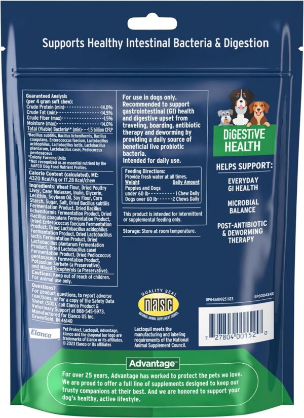 Pet Protect from The Makers of Advantage Vet-Formulated Dog Digestive Health Supplement | 60 Chews - Image 2