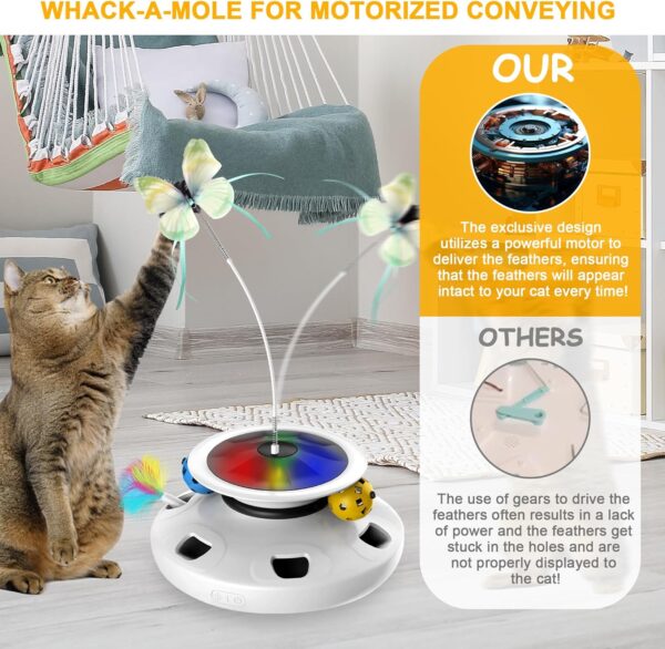 4 in 1 Cat Toys Rechargeable with 2000mAh Battery, Interactive Cat Toys for Indoor Cats, Track Balls Kitten Toy, Fluttering Butterfly, Electronic Whack a Mole for All Breeds - Image 5