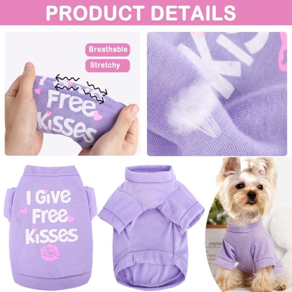 Dog Shirt, 4 Pack Dog Clothes for Small Dogs Girl Chihuahua Yorkie Pet Clothes Summer Cute Female Dog Clothes Princess Puppy Clothes Outfit Apparel Tshirts for Small Dogs, Pink, Small - Image 3