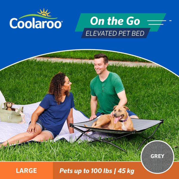 COOLAROO On the Go Cooling Elevated Dog Bed, Portable for Travel & Camping, Collapsible for Storage, Large Grey - Image 3