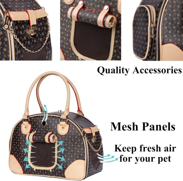 Adriene's Choice Luxury Pet Carrier, Puppy Small Dog Carrier, Cat Carrier Bag, Waterproof Premium PU Leather Carrying Handbag for Outdoor Travel Walking Hiking Shopping - Image 7