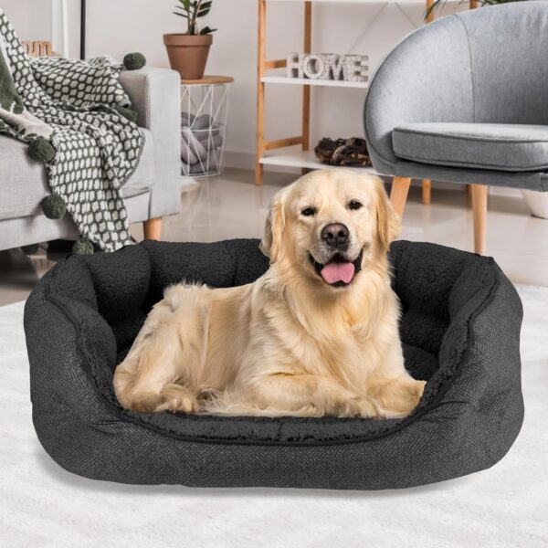 Arlee Cozy Orthopedic Memory Foam Dog Bed - Premium, Durable, Washable, and Easy to Clean Fabric, Chew Proof Pet Bed for Small and Medium Pets, Ultimate Comfort & Style, Oval - Black(M)