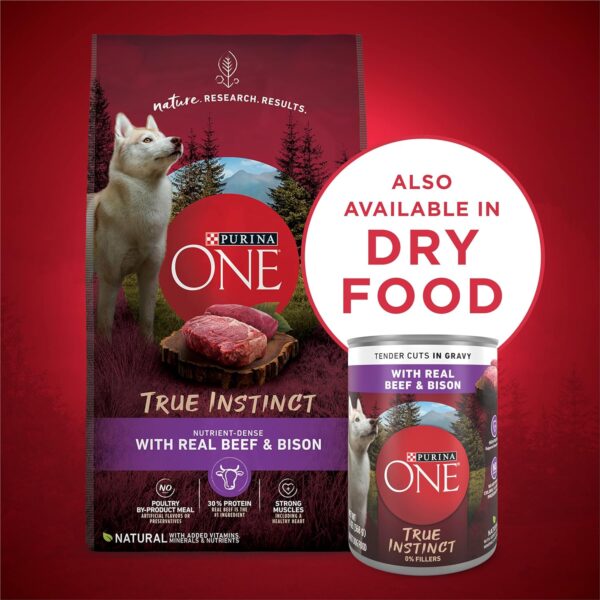 Purina ONE High Protein Wet Dog Food True Instinct Tender Cuts in Dog Food Gravy With Real Beef and Bison - (Pack of 12) 13 oz. Cans - Image 6