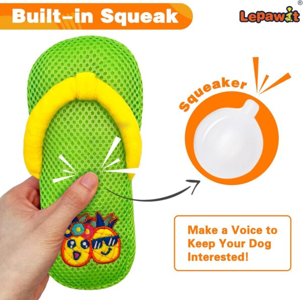 Squeaky Dog Toys, Floating Dog Toys with Mesh for Cleaning Teeth, Green Slippers Dog Gifts for Small and Medium Dogs - Image 2