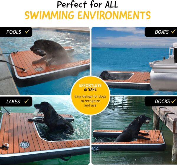 DOK Dog-DOK Inflatable Dock Platform: Safe & Easy Water Access for Dogs Up to 230 lbs; Floating Non-Slip EVA Foam with Dog Boat Ramp for Pool, Dock, & Lake | Military Grade & High Visibility - Image 3