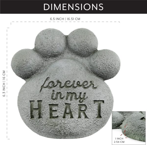 AuldHome Dog Pawprint Memorial Stone; Pet Cat or Dog Bereavement Gift Yard Decor - Image 6