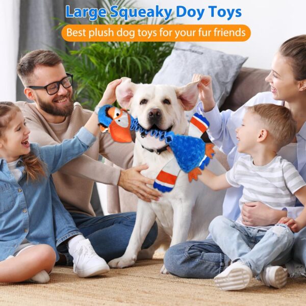 Squeaky Dog Toys for Large Dogs, Tough Tug of War Puppy Toy, Cute Animal Design Plush Dog Toys with Crinkle Paper, Dog Chew Toys for Small, Medium and Large Dogs - Image 7