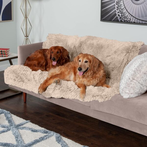 Furhaven Waterproof Throw Blanket for Dogs & Indoor Cats, Washable - Shaggy Plush Calming Long Faux Fur & Velvet Dog Blanket - Taupe, Extra Large/XL (Color May Vary) - Image 3