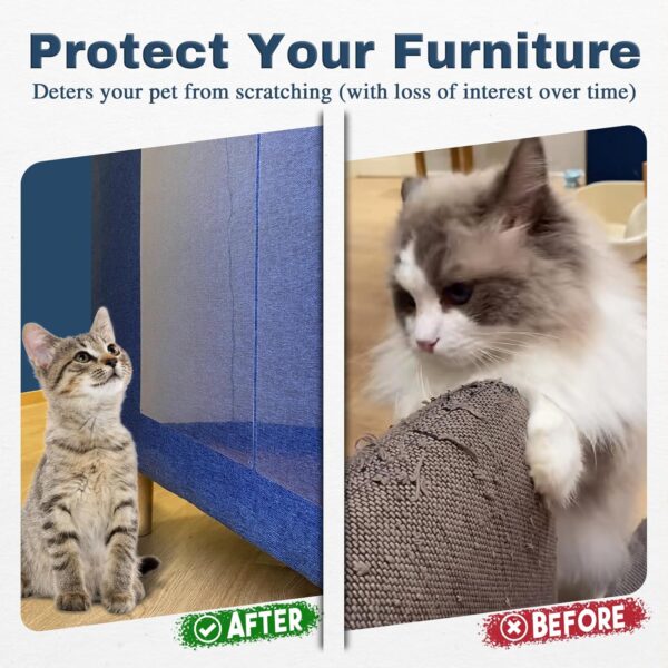 Yochan Cat Scratch Furniture Protector, One Sided Sticky Couch Protector from Cat Claws, Double Thick Cat Couch Protector, Premium Clear Cat Furniture Protector for Sofa Corner (10 PCS + 50 Pins) - Image 2