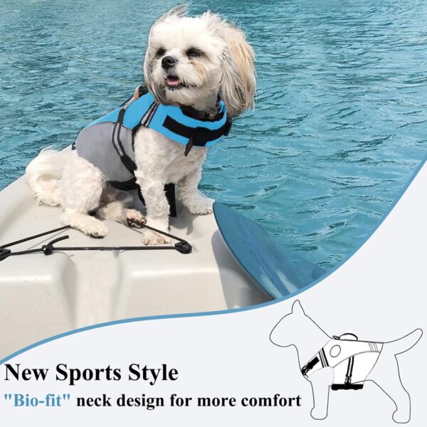 VIVAGLORY Sports Style Dog Life Jacket with Adjustable & Durable, Extra Flotation Swim Life Vest with Secure Fastening System for Small Dogs, Blue - Image 3