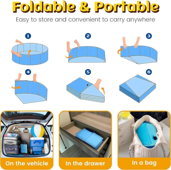 Dog Pool Portable Pet Pool PVC Hard Plastic Foldable Pools for Dogs,63 x 12 Inches - Image 4