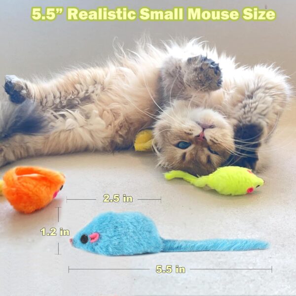 12PCS Cat Mouse Toy, Faux Fur Cat Mice Toys, 5.5” Realistic Size Mouse Toys for Cats, Rattle Cat Toy Mouse, Prefilled Catnip Mouse Cat Toy, Interactive Cat Toy for Bored Indoor Adult Cats - Image 3