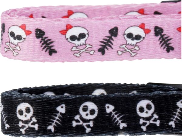 BoomBone Skull Cat Collar Breakaway with Bell,Pack of 2 Safe Halloween Puppy Collars - Image 3