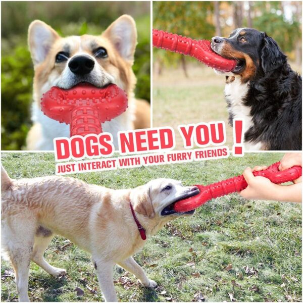 Dog Toys for Aggressive Chewers Large Breed 15 inch Interactive Dog Toy Large Long lasting Dog Toys with Convex Design Natural Rubber Tug-of-war Toy for Medium Large Dogs Tooth Clean(Red) - Image 7