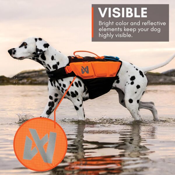 Non-stop dogwear Protector life jacket, Innovative dog life jacket, Breathable dog swimming vest with ergonomic design for full freedom of movement, Black/orange, size 4 - Image 7