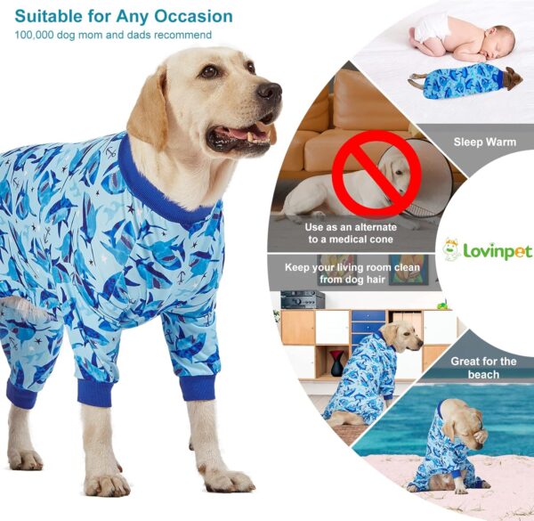 LovinPet Pit Bull Clothing: Pjs for Large Dogs, Lightweight onesie, Sea Shark Action Print, Dog Clothing, UV Protection, Easy Wearing Adorable Dog Jumpsuit/Medium - Image 4