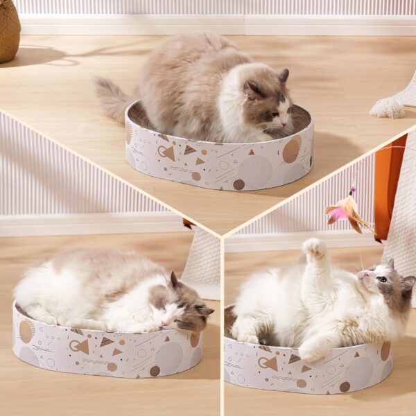 Cardboard Scratcher Pad Scratching Post:Oval Sturdy Cat Scratching Cardboard Pad Breathable Cat Scratch Pad, Cat Scratching Cardboard for Indoor Cats, Furniture Protecter - Image 7