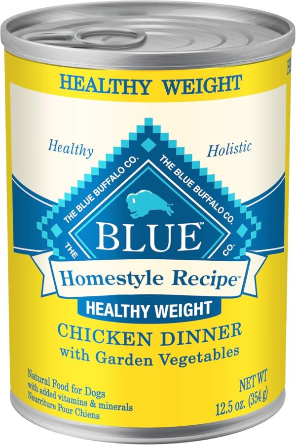 Blue Buffalo Homestyle Recipe Healthy Weight Adult Wet Dog Food, Beef Dinner With Garden Vegetables, 12.5-oz. Can (Pack of 12)